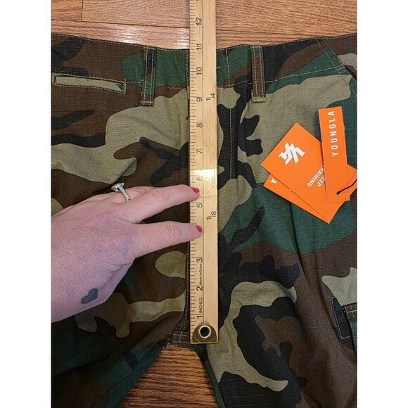 YoungLA Cargo Pants Mens Sz M Camo Military Green Ripstop Tactical #602 NWT - Picture 4 of 14